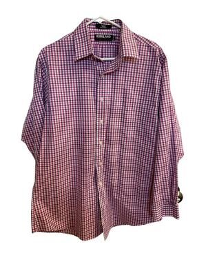 Kirkland Button down Shirt Slim Fit MEN’S 16.5-34 Long Sleeve Pink Blue